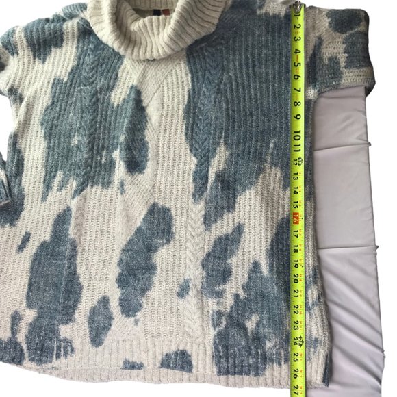 Pilcro Letterpress Anthropologie Sweater Long Sleeve, Cowl Neck Blue Cream Large - Picture 9 of 11